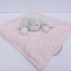 Blankets And Beyond Minky Dot Bunny Rabbit Security Blanket Pink White Lovey